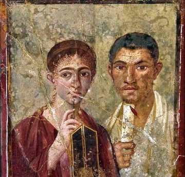 Wall painting of a Pompeiian couple